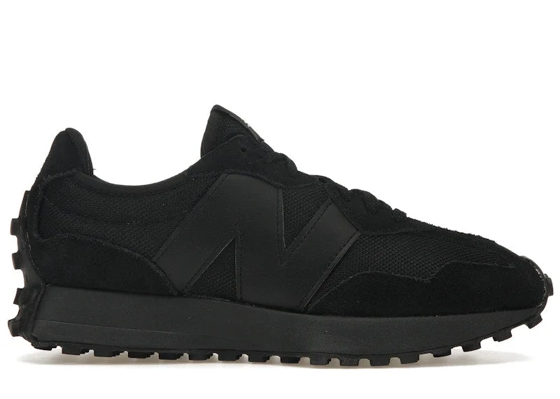 New Balance 327 Black White Tongue Logo