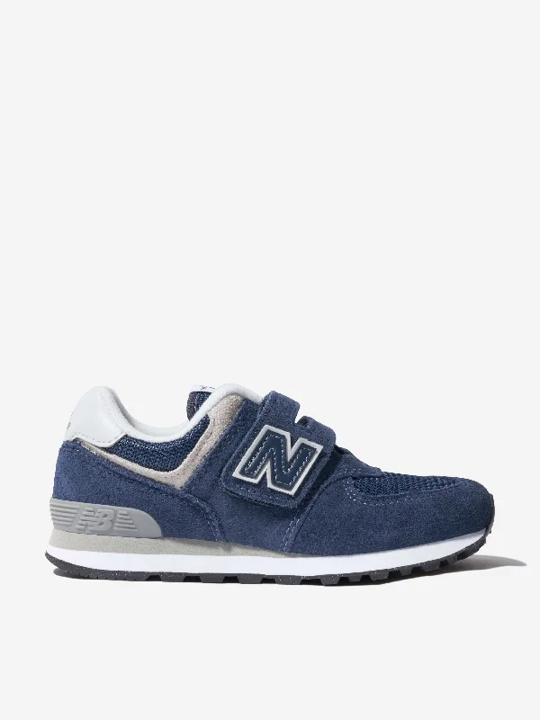 New Balance Kids 574 Lace Up Logo Trainers in Navy